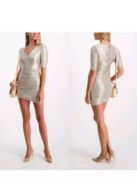 Alice + Olivia Judy dress with metallic V-Neck Mini Dress 0 New without tags. - Picture 7 of 16